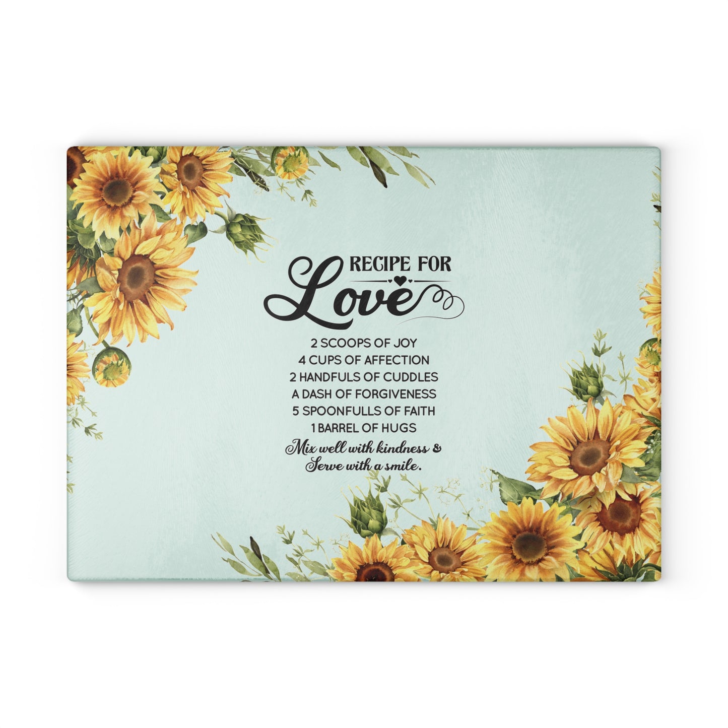 Glass Cutting Board Love Recipe Quote - Kitchen Essential Gift