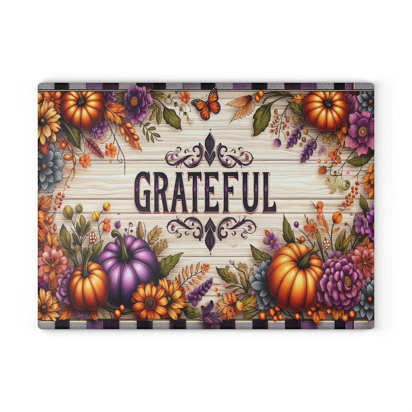 Thanksgiving Grateful Glass Cutting Board