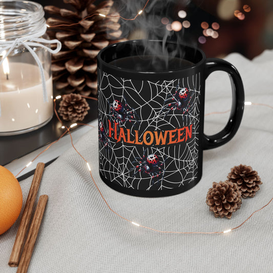 Halloween Spider Mug, Spooky Coffee Cup, Black Mug for Halloween, Halloween Decor, Fun Gift for Halloween Lovers, Unique Drinkware