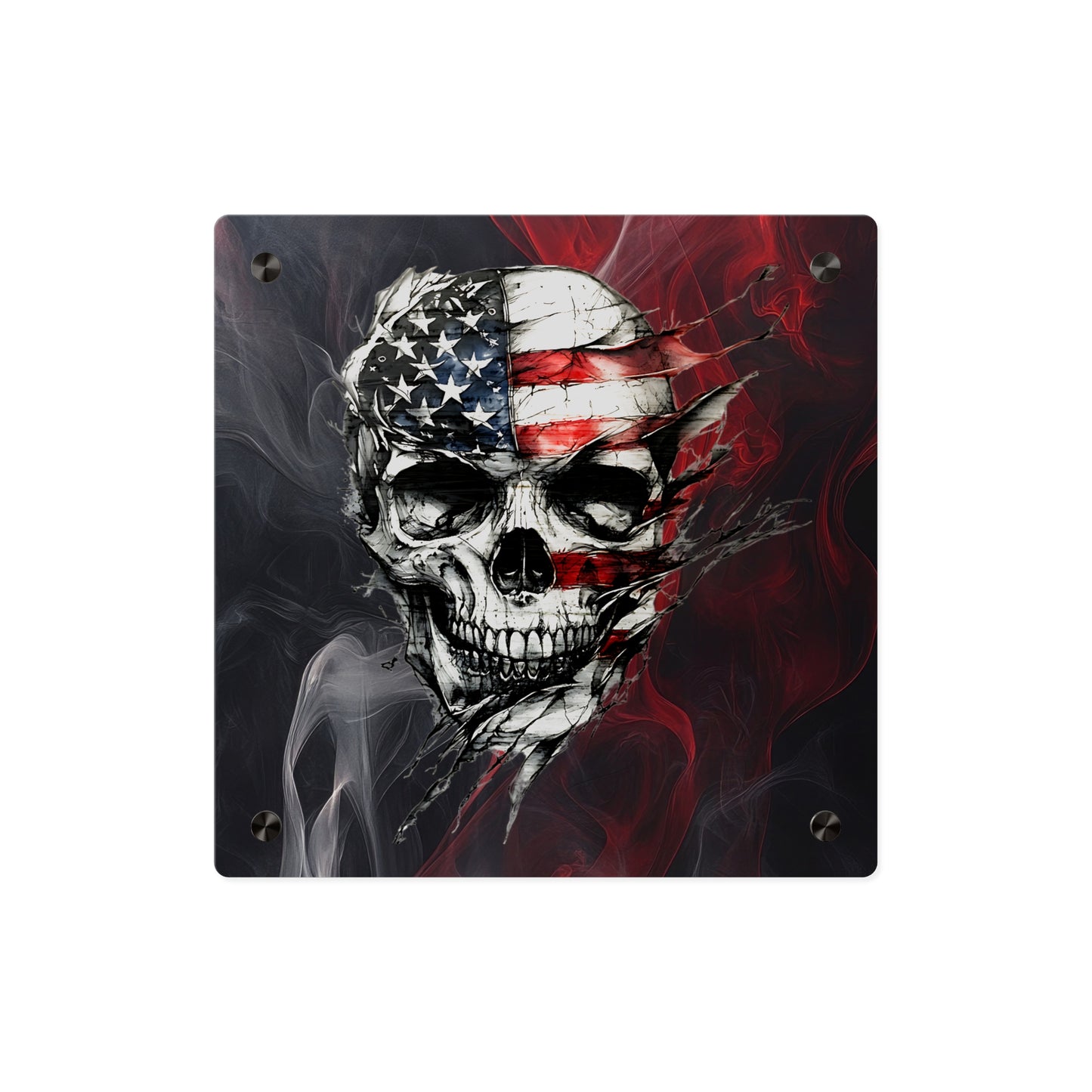 American Skull Acrylic Wall Art Panels - Edgy Decor for Rebels & Patriotic Souls