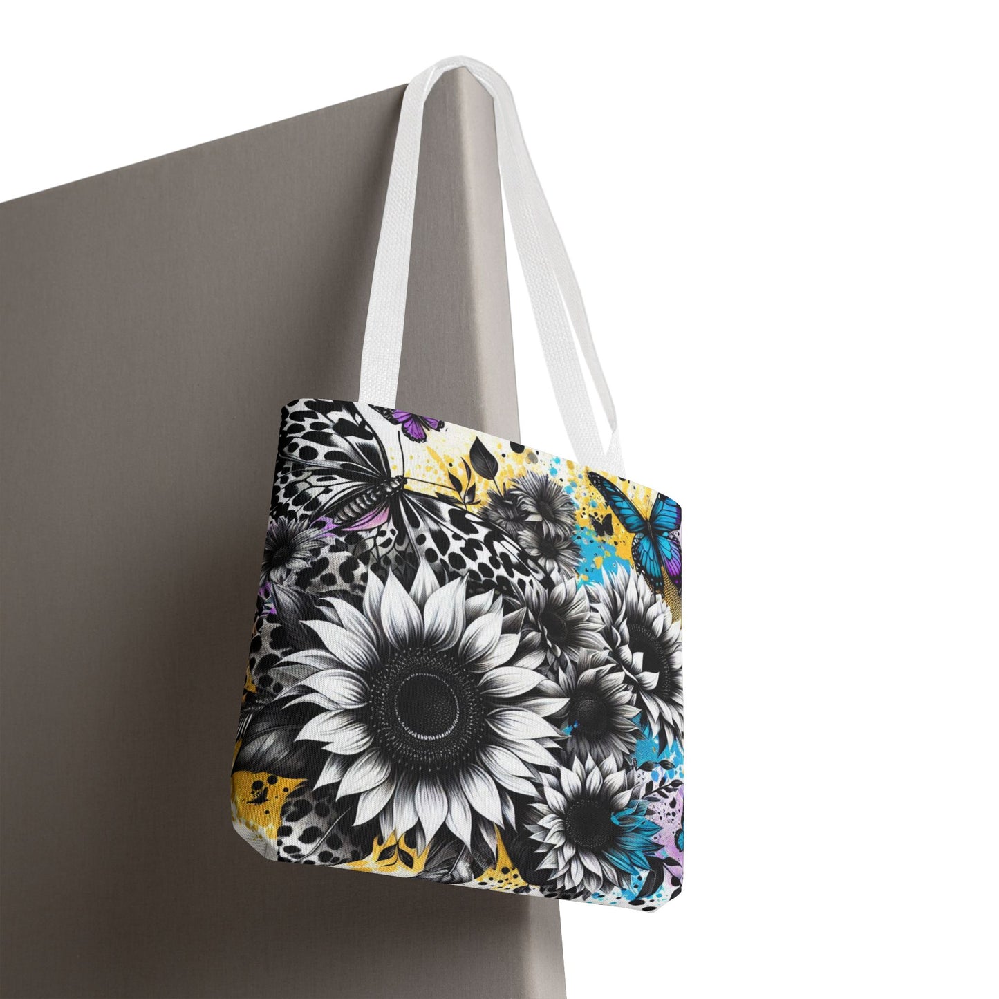 Sunflower & Butterflies Tote Bag — Color Splash Floral All-Over Print