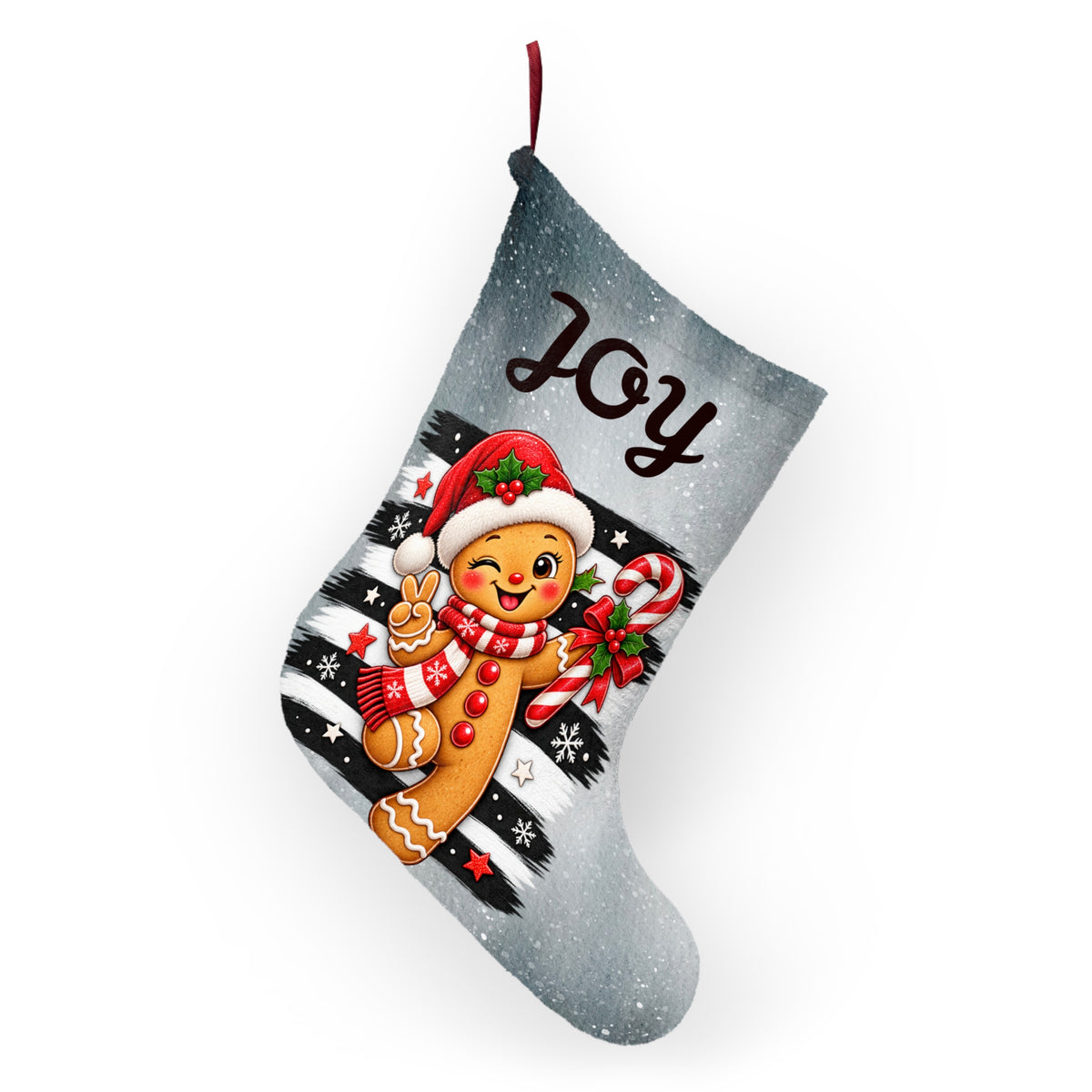 Personalizable Christmas Stocking - Joy Gingerbread Christmas Stocking