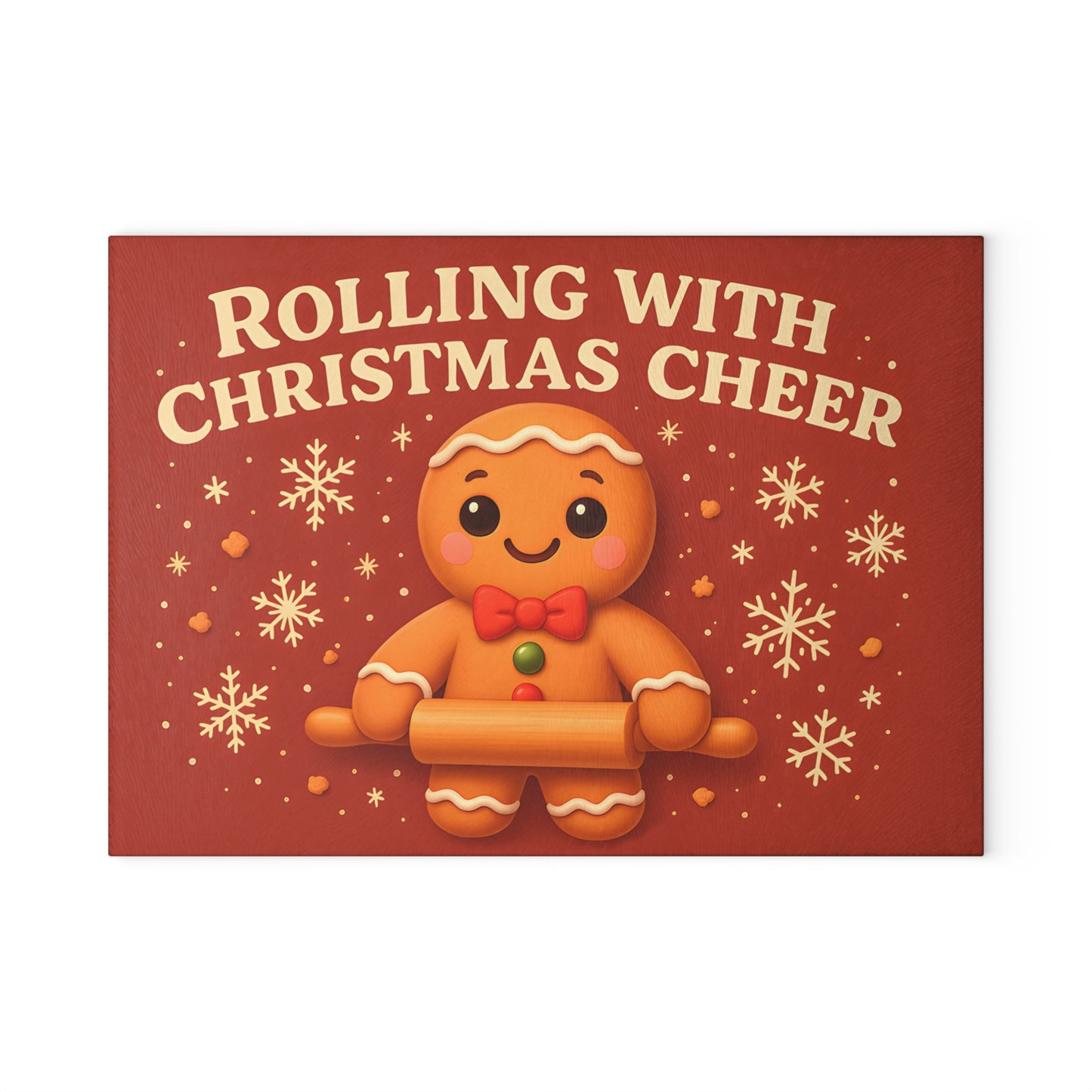 Gingerbread Christmas Glass Cutting Board - Rolling With Cheer