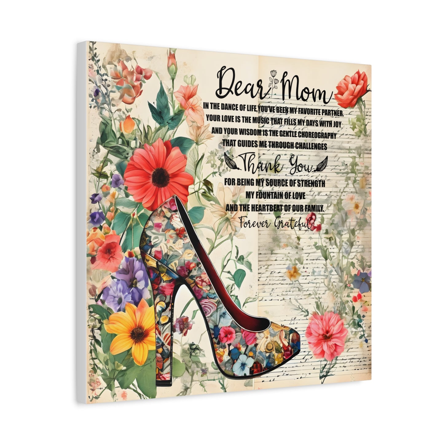 Inspirational Floral Canvas Wall Art for Mom - Perfect Gift for Mother's Day