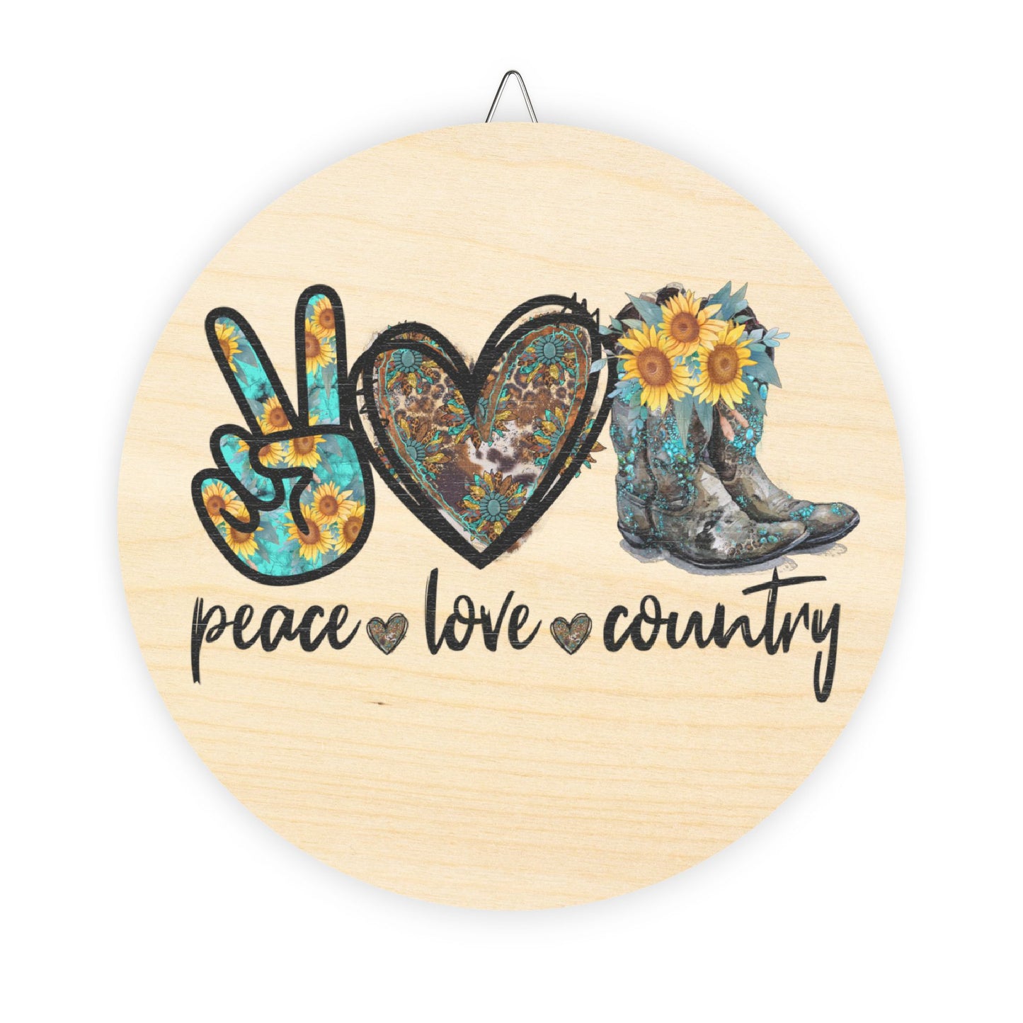 Country Rustic Charm Wood Sign - Peace Lovers Country Life Home Office Decor Gift