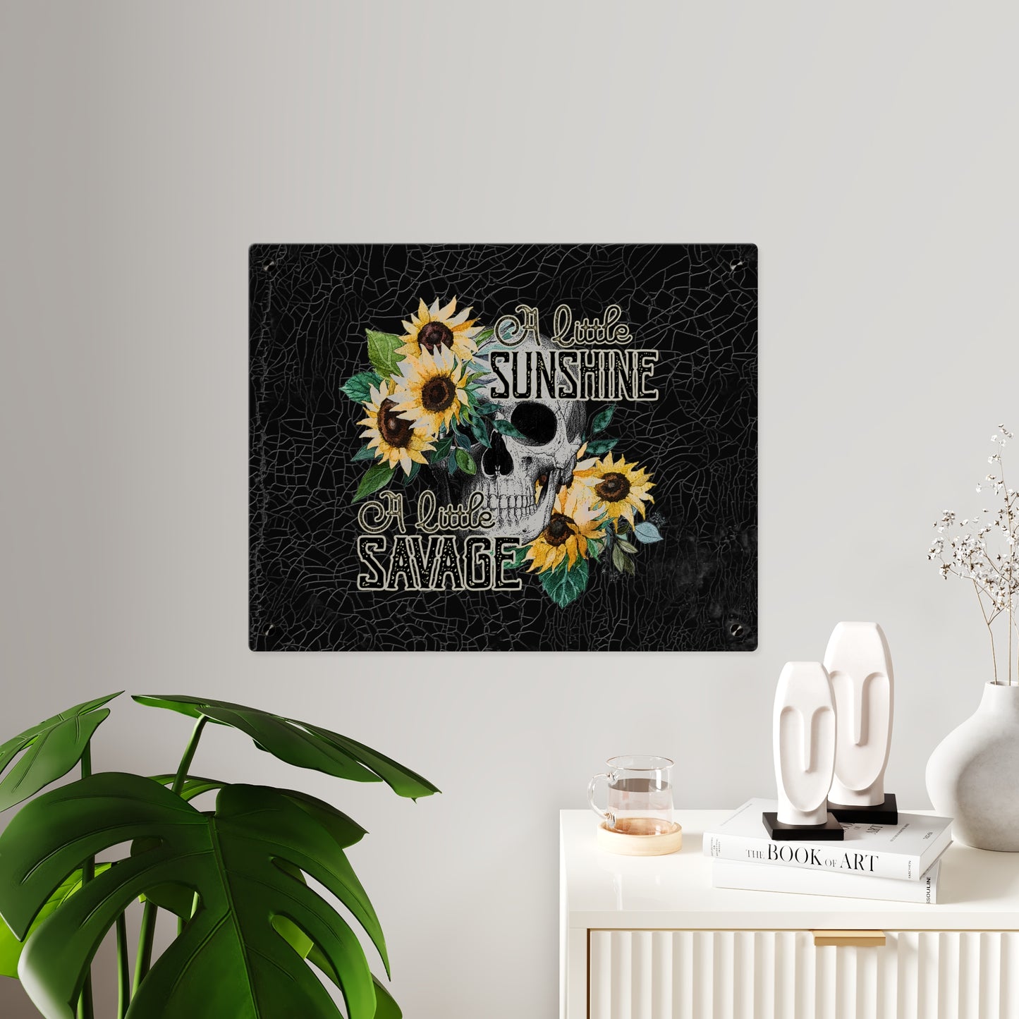 Acrylic Wall Art Panel- 'A Little Sunshine, A Little Savage' Design with Sunflowers