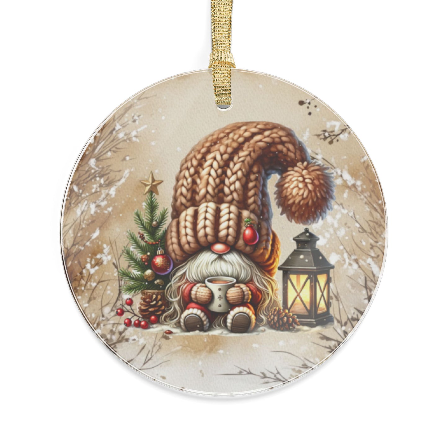 Festive Christmas Acrylic Ornaments - Cozy Gnome Design for Holiday Cheer