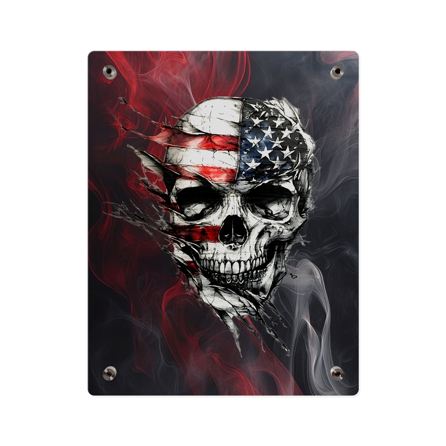American Skull Acrylic Wall Art Panels - Edgy Decor for Rebels & Patriotic Souls