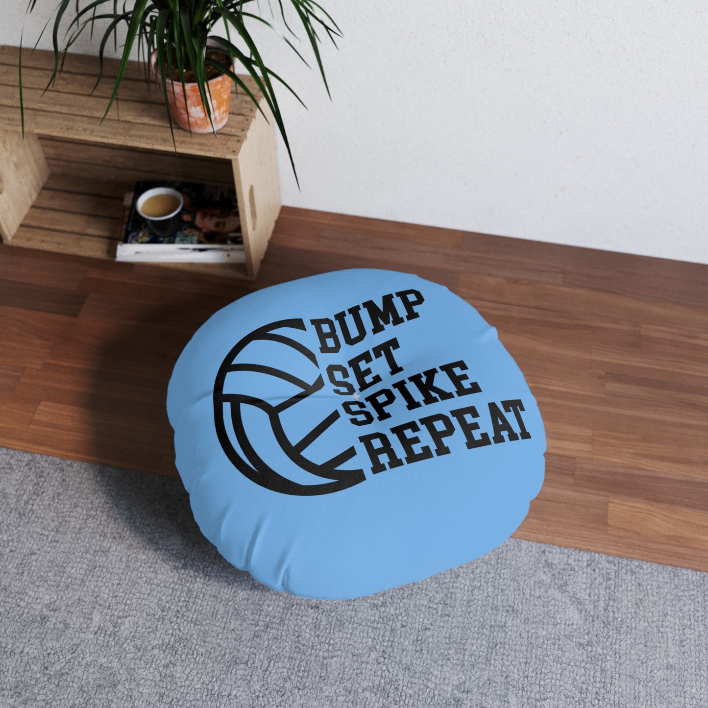 Tufted Floor Pillow Round- Volleyball Theme