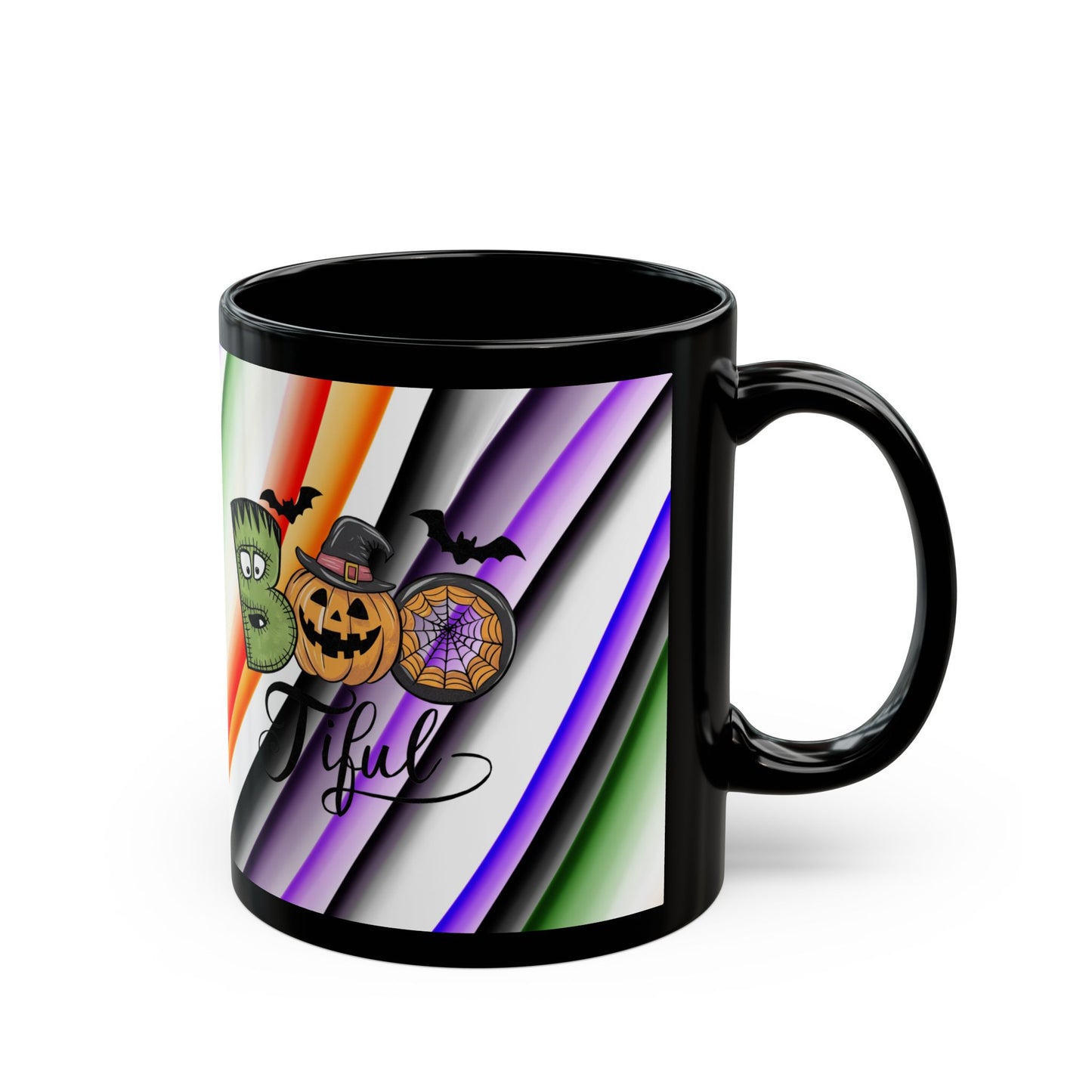 Halloween Theme Black Mug (11oz, 15oz), Cute Halloween Expression, Halloween Lovers, Coffee, Tea, Hot Chocolate Lovers, Great Gift Idea for Anyone
