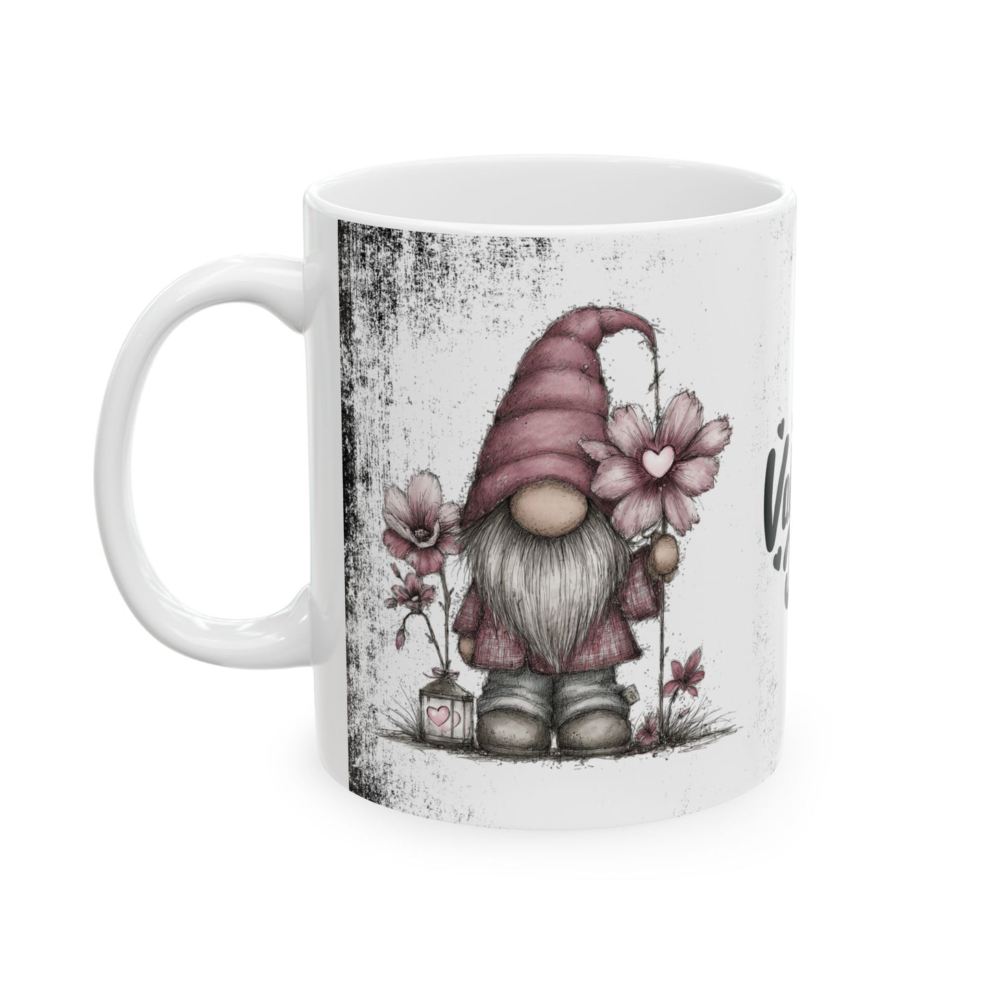 Ceramic Gnome Floral Mug "Happy Valentine's Day" — Happy Valentine’s Day 11oz/15oz