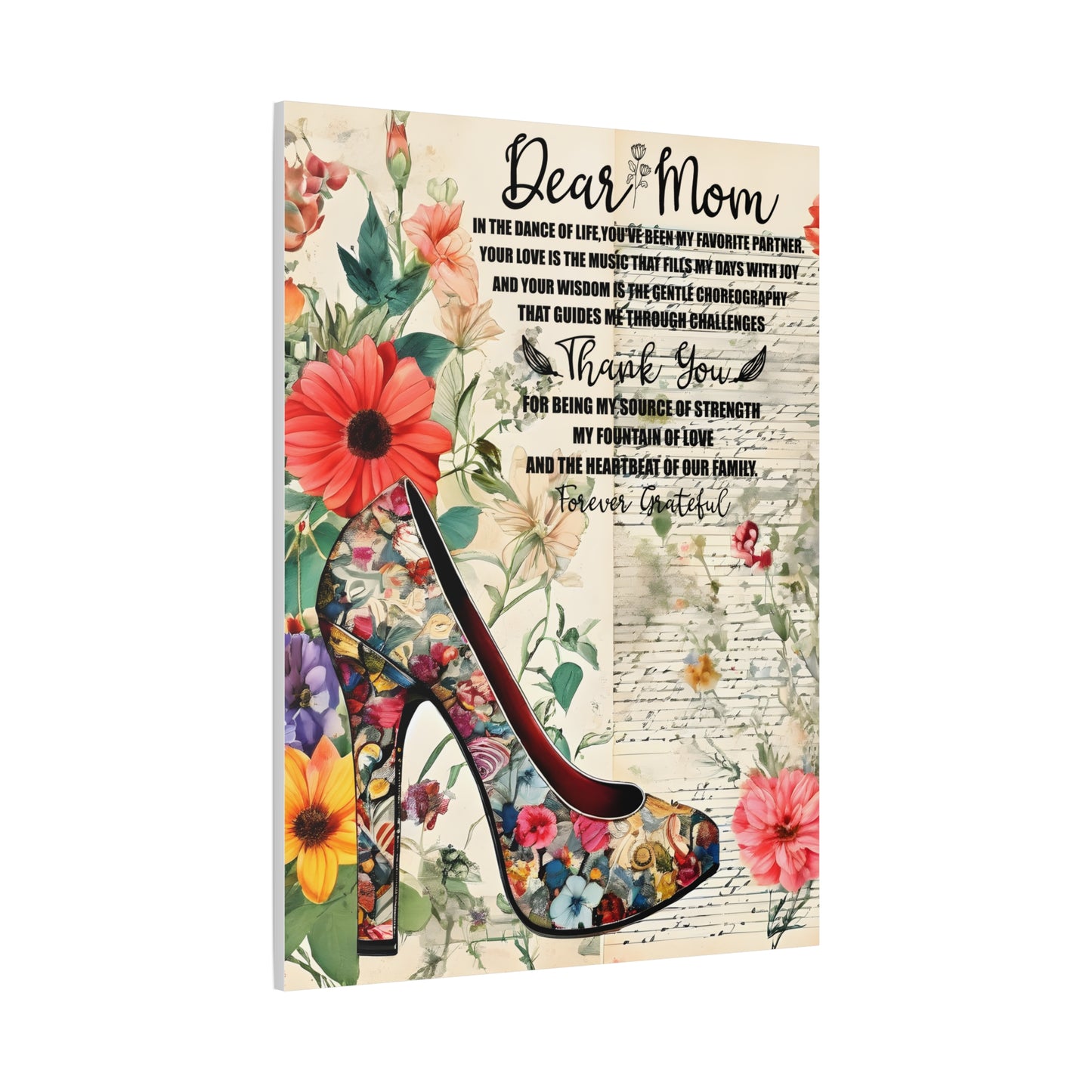 Inspirational Floral Canvas Wall Art for Mom - Perfect Gift for Mother's Day