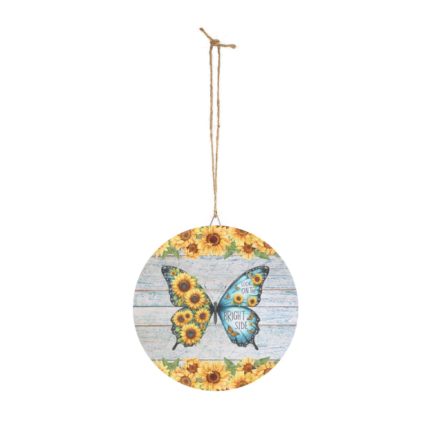 Rustic Charm Butterfly With Sunflowers Wood Signs - "Look On The Bright Side"