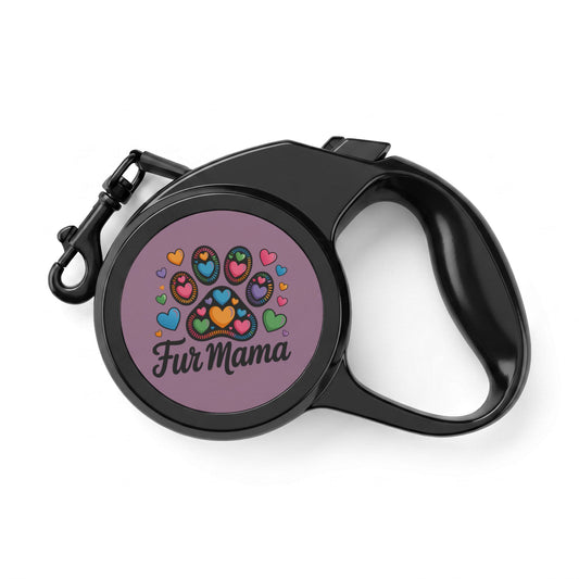 Retractable Pet Leash — 'Fur Mama' Paw Print Design