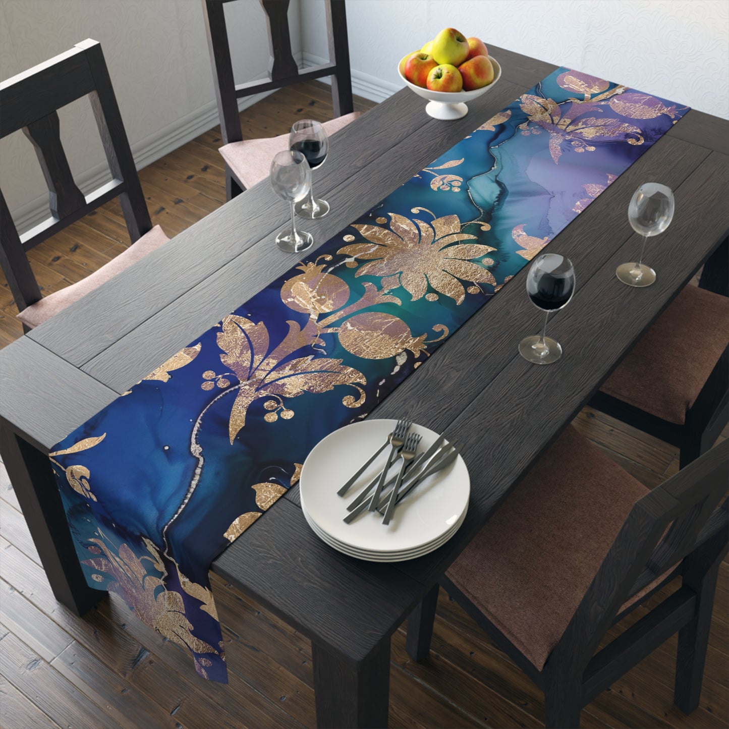 Elegant Floral Table Runner, Boho Home Decor, Floral Linen Table Cloth, Wedding Decoration, Party Table Runner