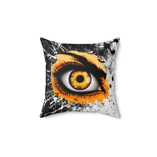 Halloween Theme Spun Polyester Square Pillow, One Monster Eyeball Halloween Decor, Accent for the Holiday, Halloween and Monster Lovers