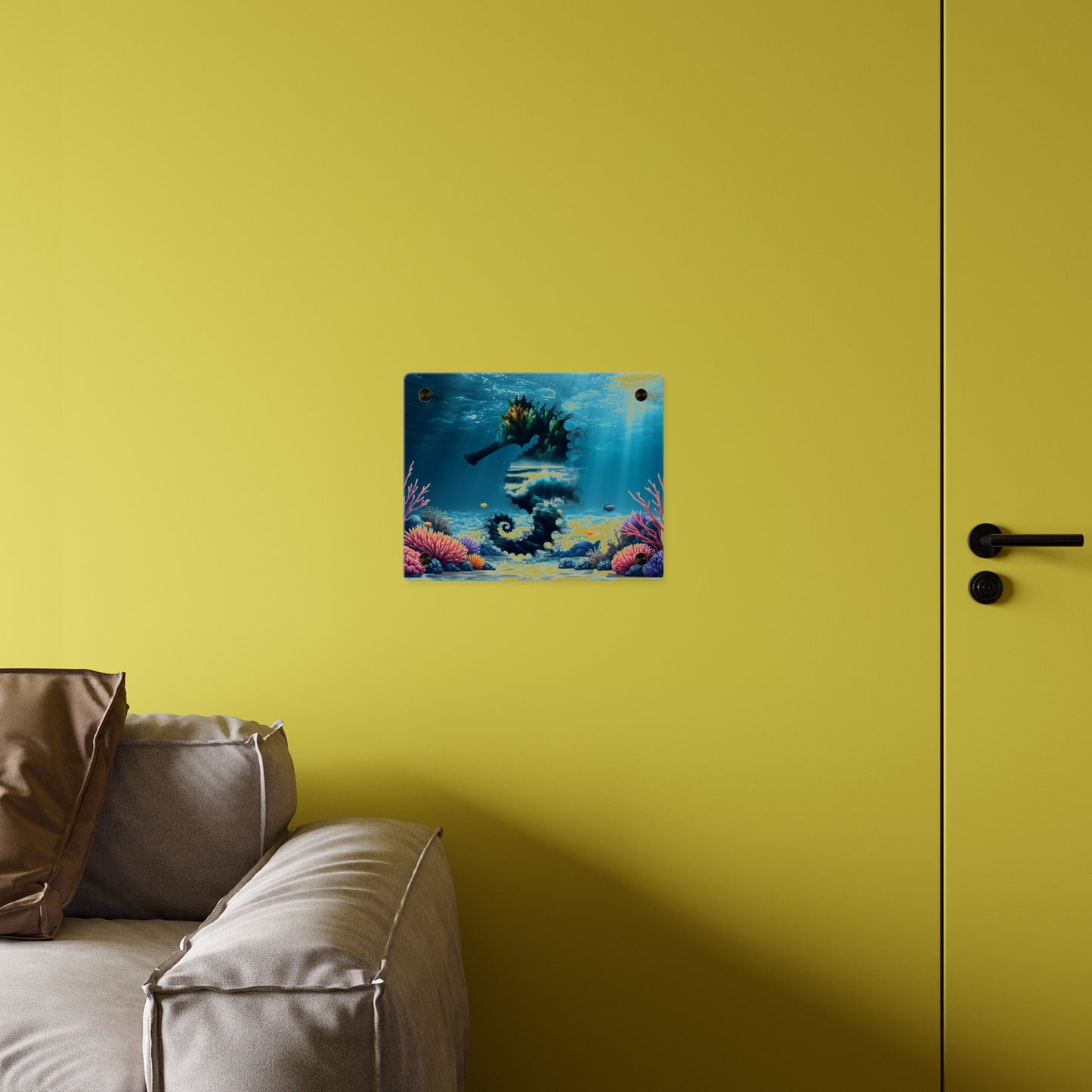 Acrylic Wall Art Panel — Underwater Seahorse Ocean Scene Panel