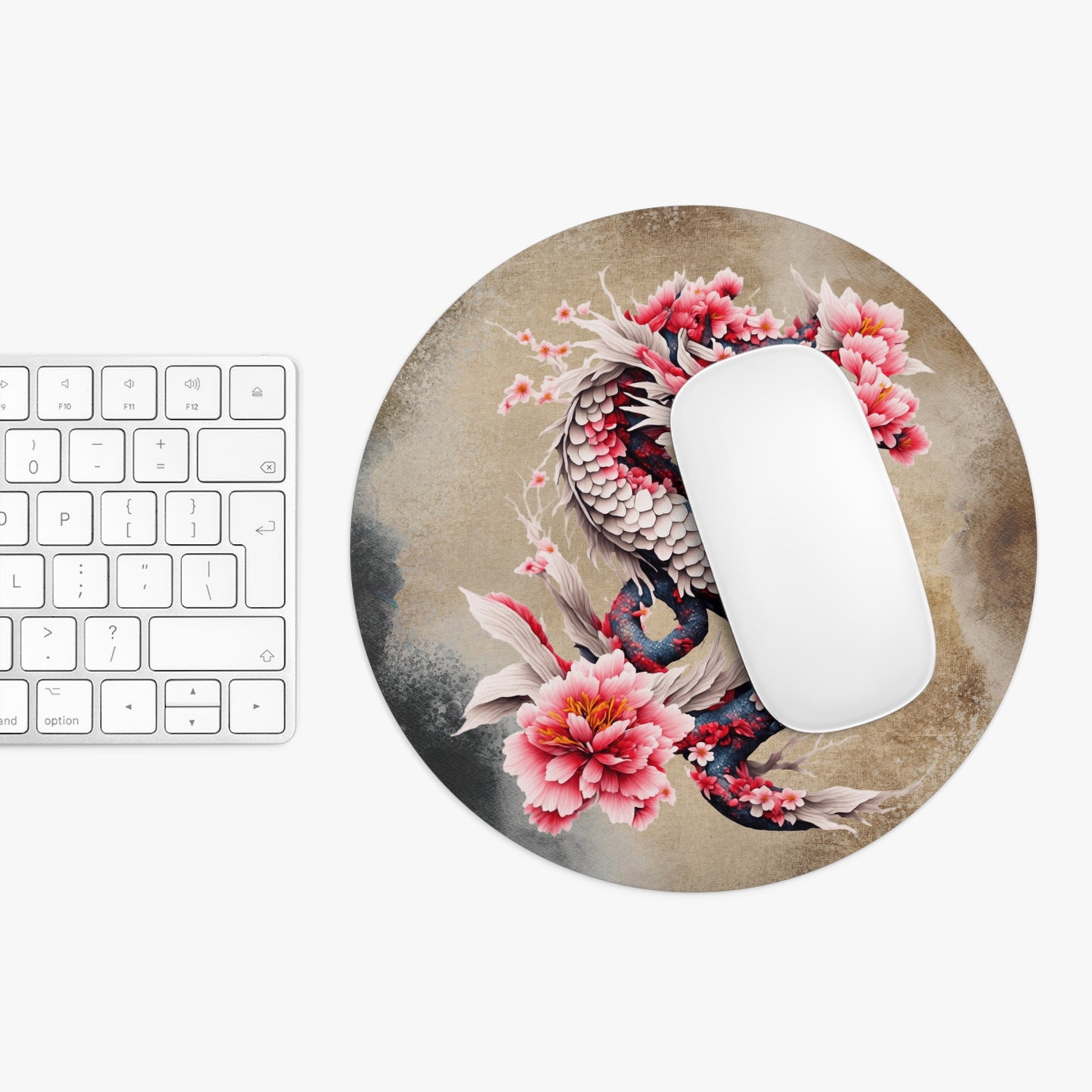 Dragon Floral Art Desk Mouse Pad - Unique Desk Accessory for Home Office