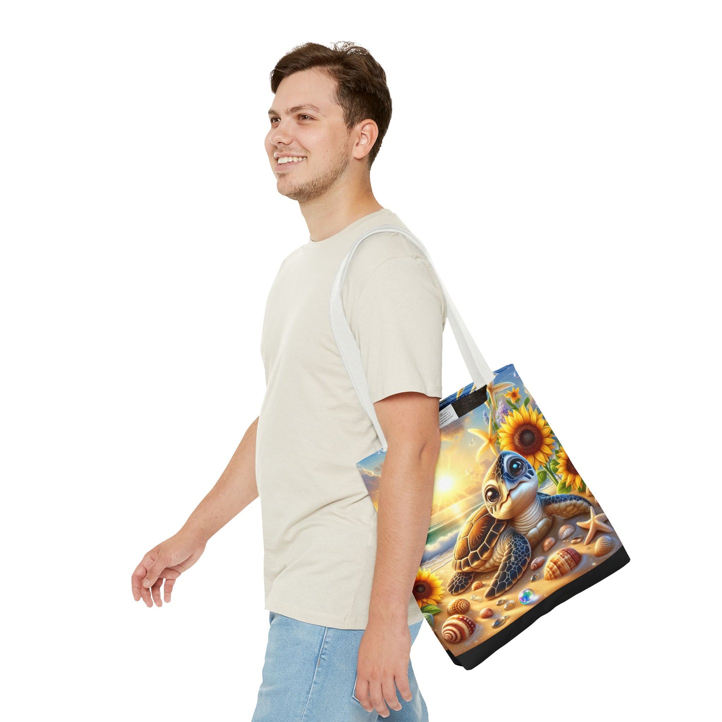 Beachy Turtle Tote Bag | Sea Life AOP Bag | Summer Accessories | Eco-Friendly Vacation Tote | Gift for Ocean Lovers