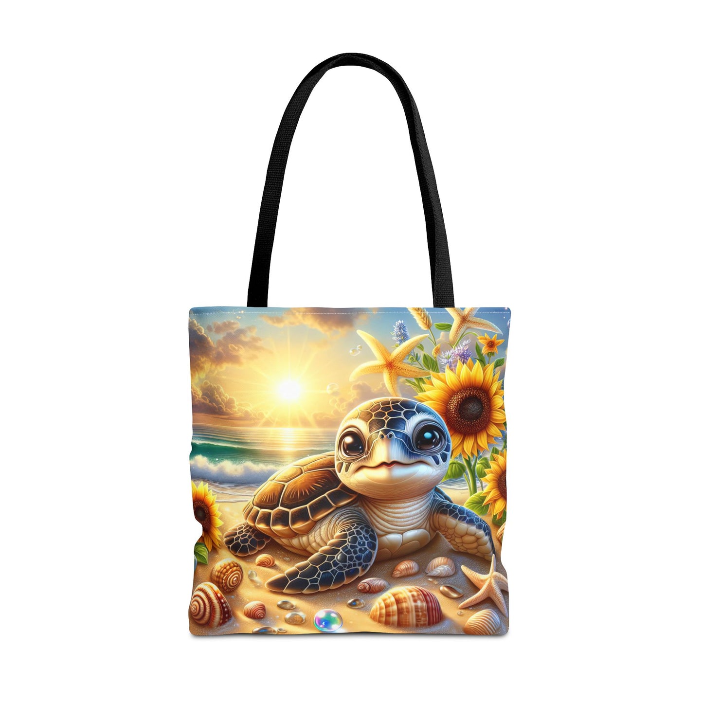 Beachy Turtle Tote Bag | Sea Life AOP Bag | Summer Accessories | Eco-Friendly Vacation Tote | Gift for Ocean Lovers