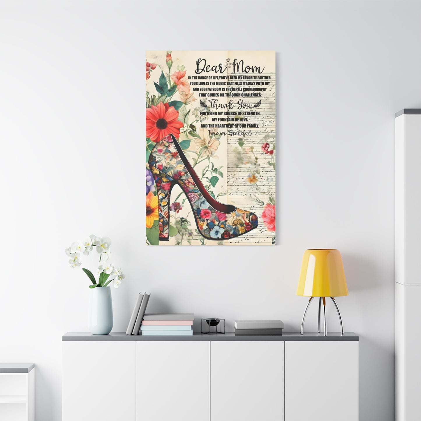 Inspirational Floral Canvas Wall Art for Mom - Perfect Gift for Mother's Day