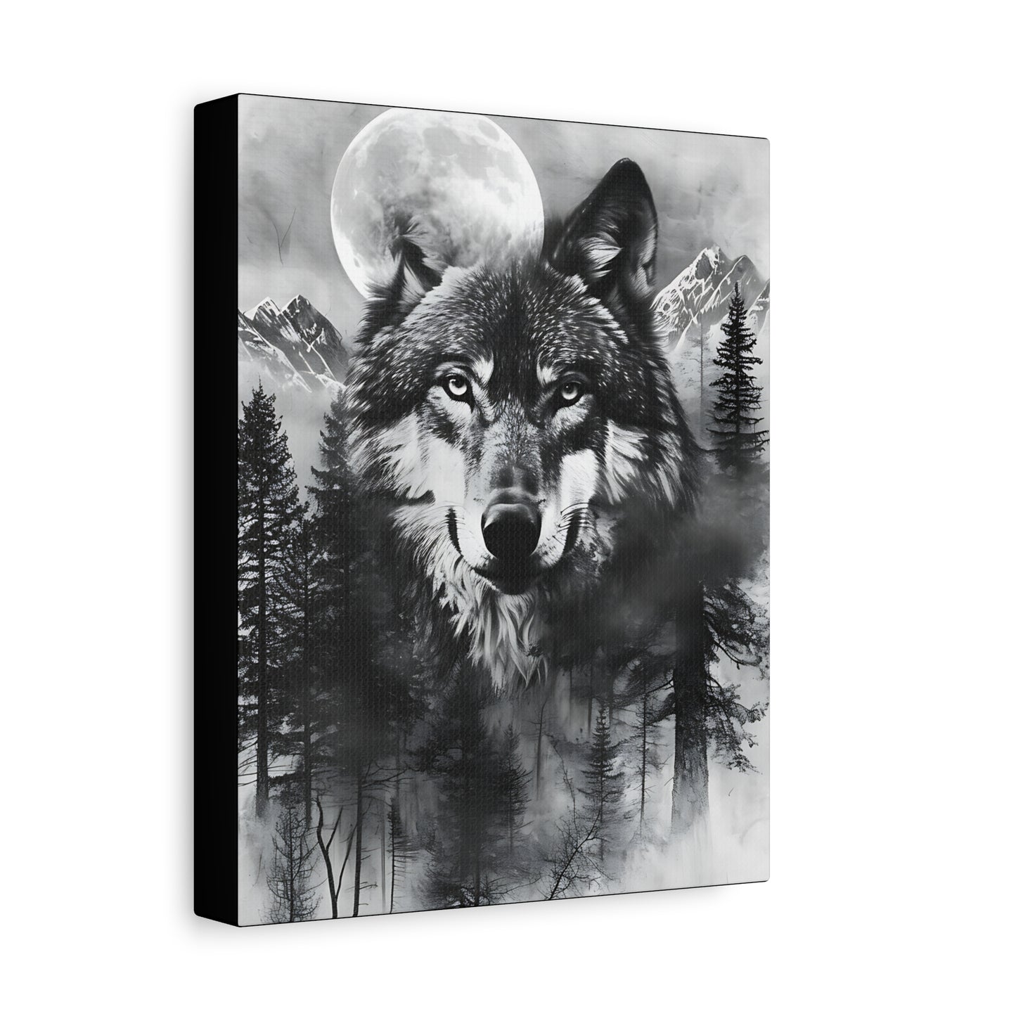 Majestic Wolf Canvas Wall Art - Black and White Wilderness Decor