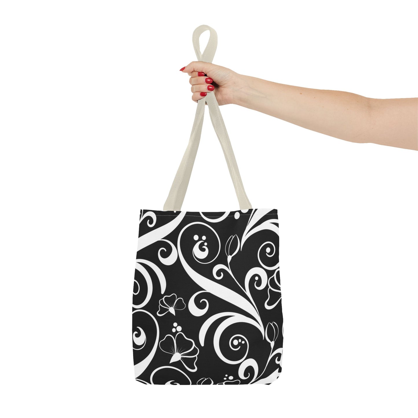 Fashionable Black and White Pattern Tote Bag (AOP), Stylish, Great Gift Idea for Birthdays, Holidays, Any Occasion for Anyone