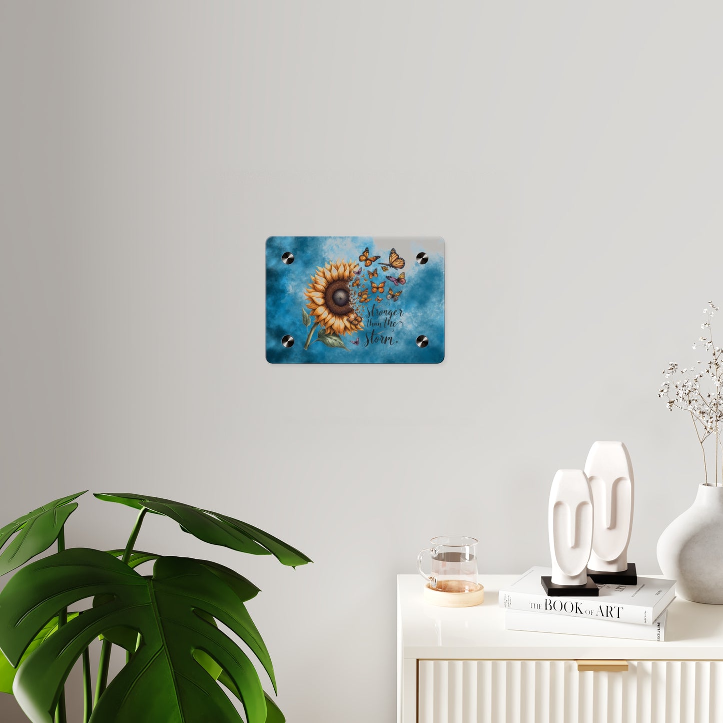 Inspirational Sunflower Acrylic Wall Art Panel - "Stronger Than The Storm"