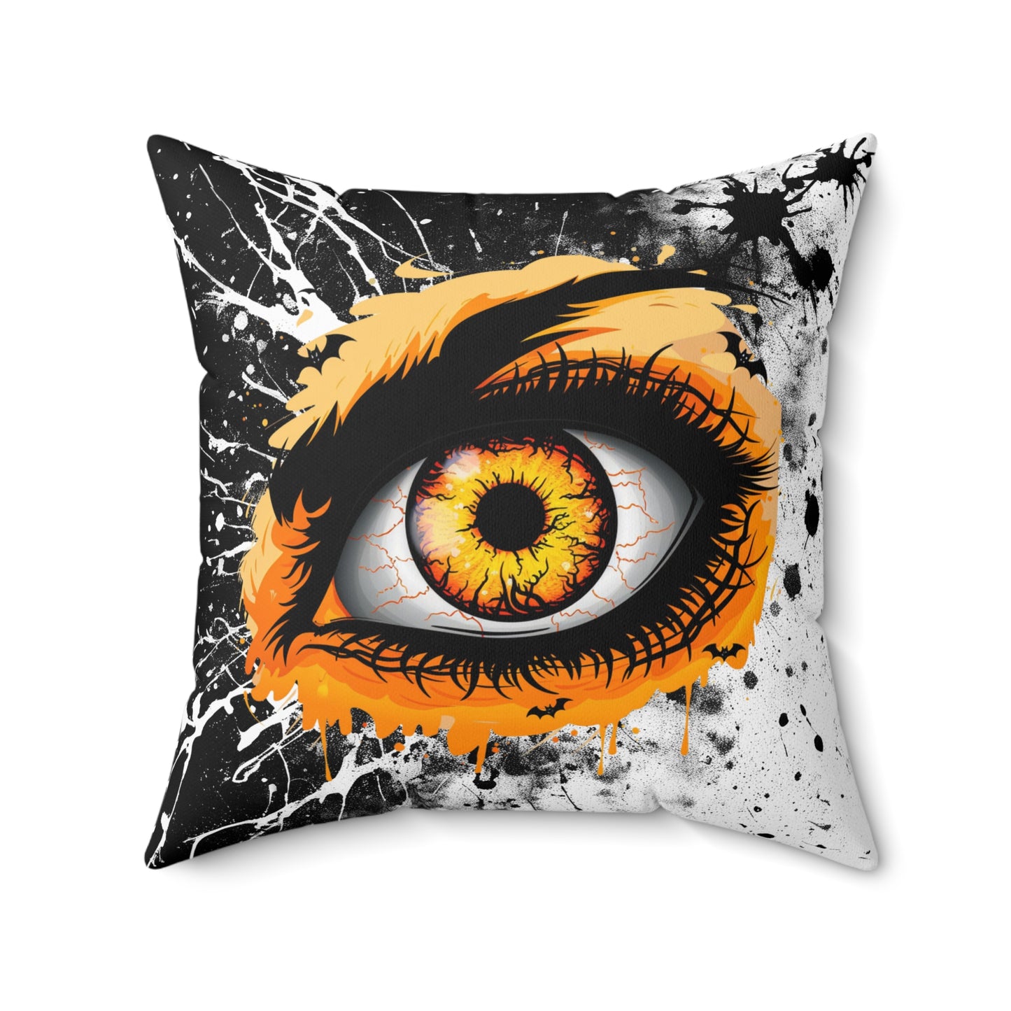 Halloween Theme Spun Polyester Square Pillow, One Monster Eyeball Halloween Decor, Accent for the Holiday, Halloween and Monster Lovers