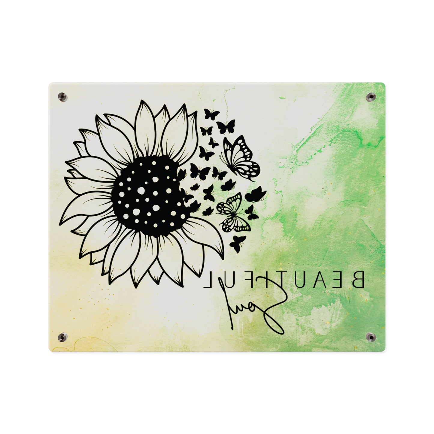 Beautiful Soul Acrylic Wall Art Panel with Sunflower Design