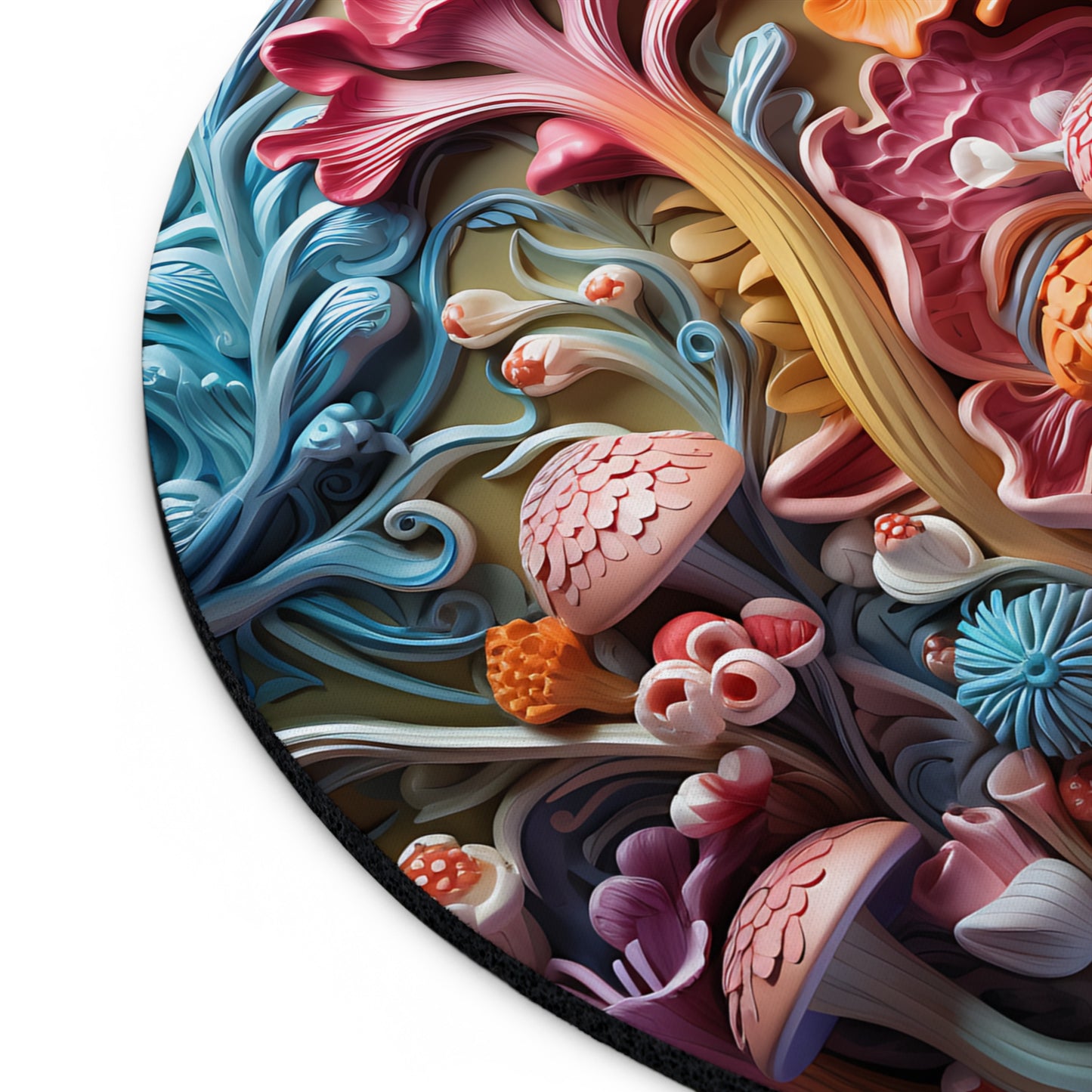 Colorful Floral 3D Desk Mouse Pad - Vibrant Mushroom Design for Home & Office