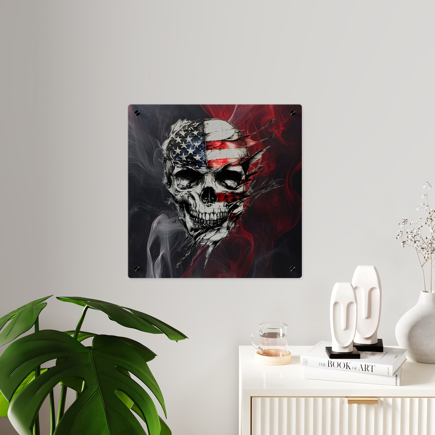 American Skull Acrylic Wall Art Panels - Edgy Decor for Rebels & Patriotic Souls