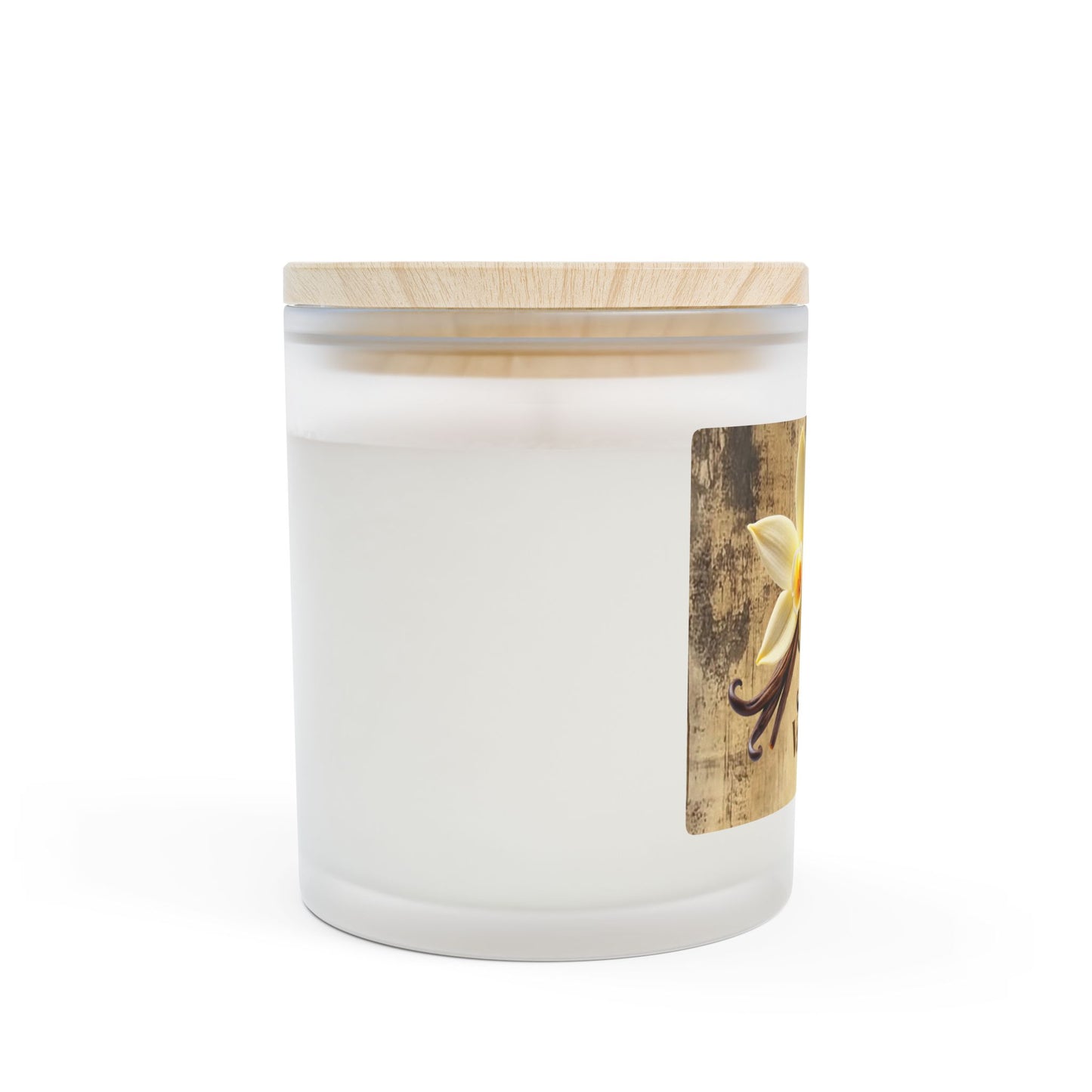 Vanilla Frosted Glass Candle – 11oz Scented Soy Candle with Wooden Lid