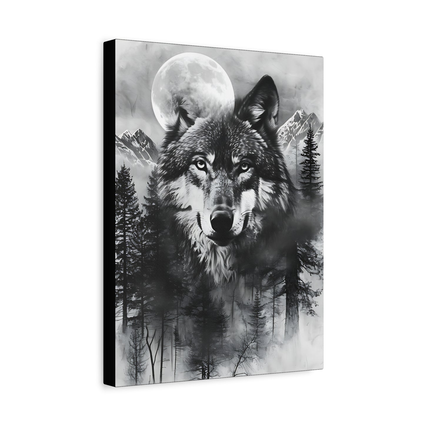 Majestic Wolf Canvas Wall Art - Black and White Wilderness Decor