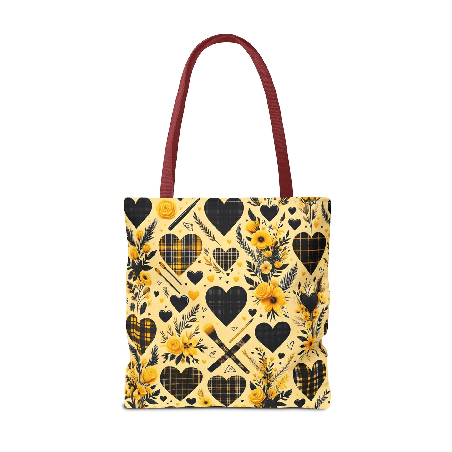 Plaid Floral With Hearts Love Tote Bag(AOP)
