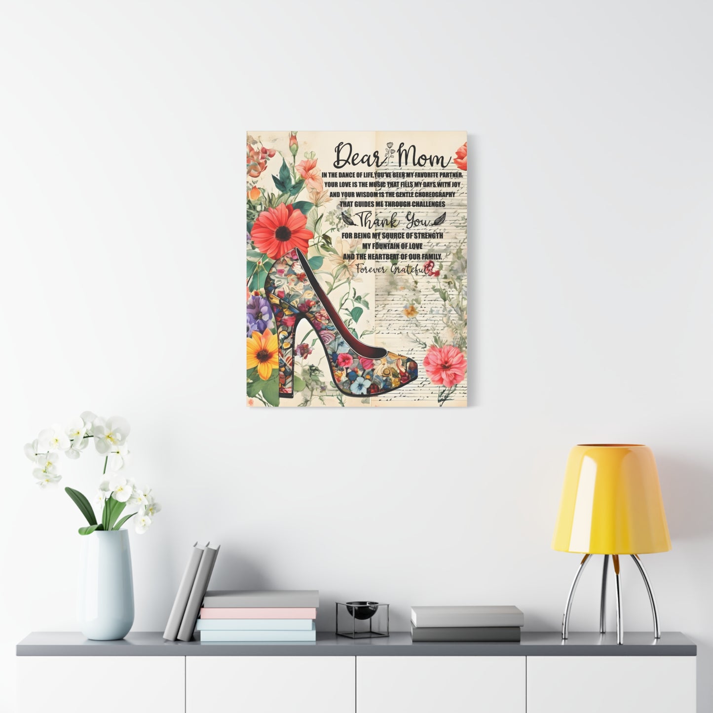 Inspirational Floral Canvas Wall Art for Mom - Perfect Gift for Mother's Day
