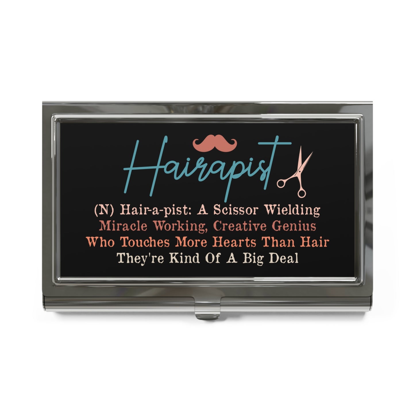 Hairapist Business Card Holder — Funny Hairdresser Scissor-Wielding Gift