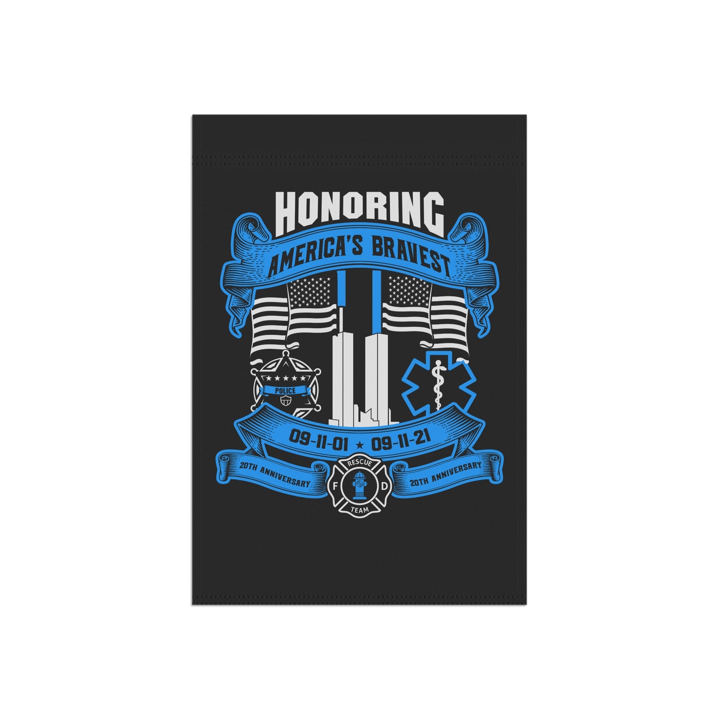 Patriotic Garden Flag - Honoring America's Bravest 20th Anniversary Banner
