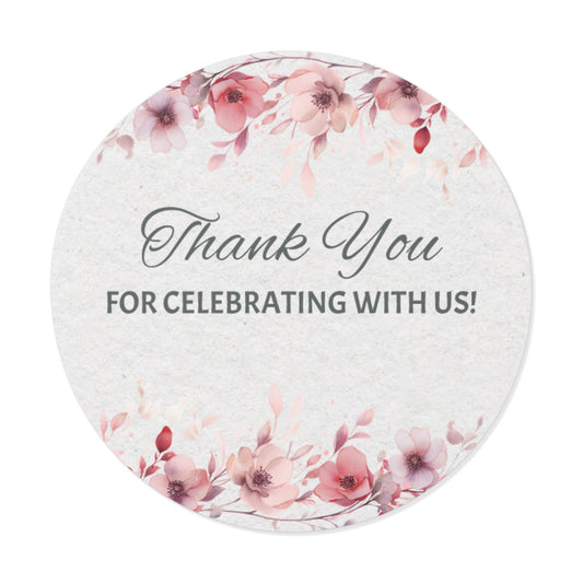 Floral Thank You Stickers, Wedding Favors, Party Décor, Gift Tags, Thank You Notes, Bridal Shower, Custom Stickers