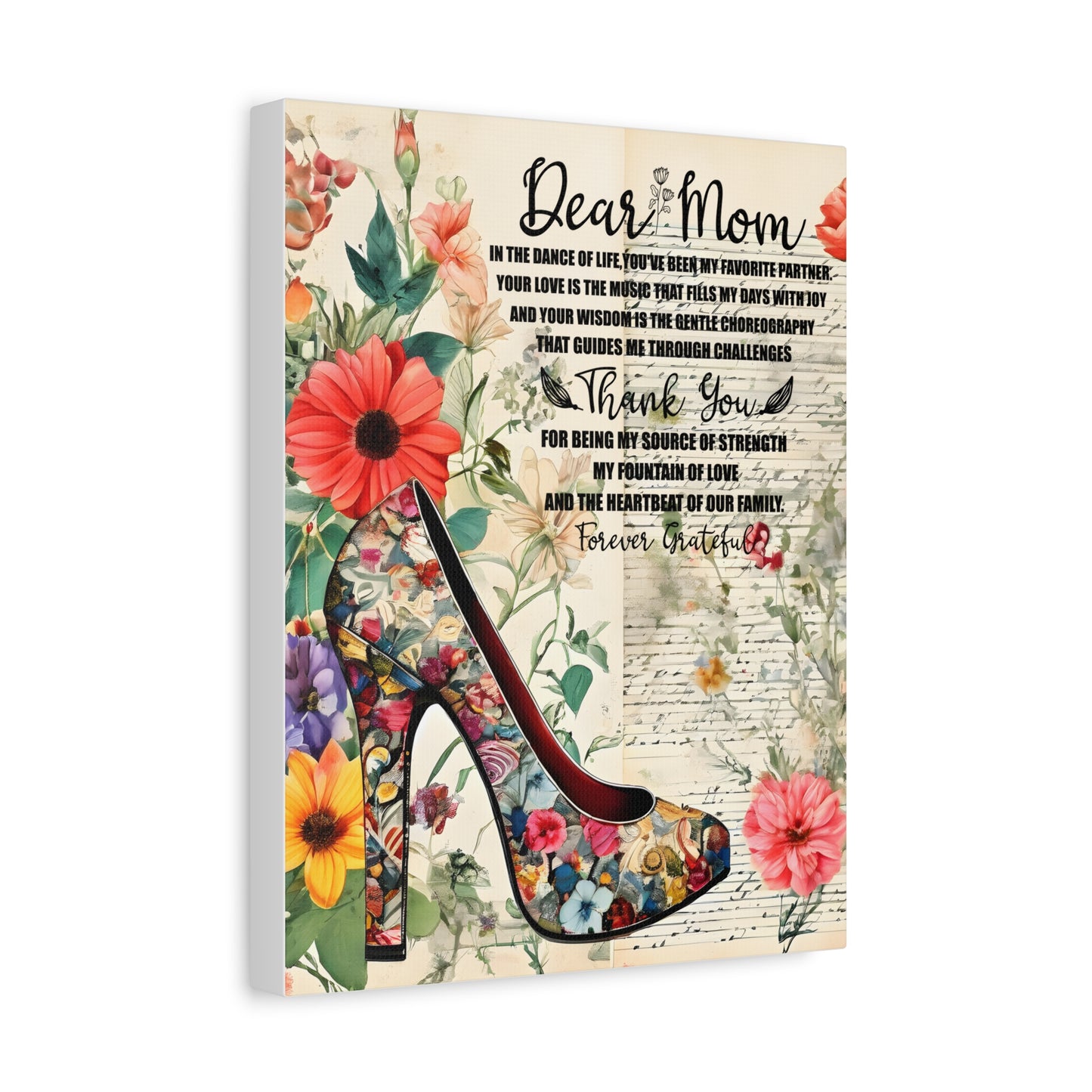 Inspirational Floral Canvas Wall Art for Mom - Perfect Gift for Mother's Day