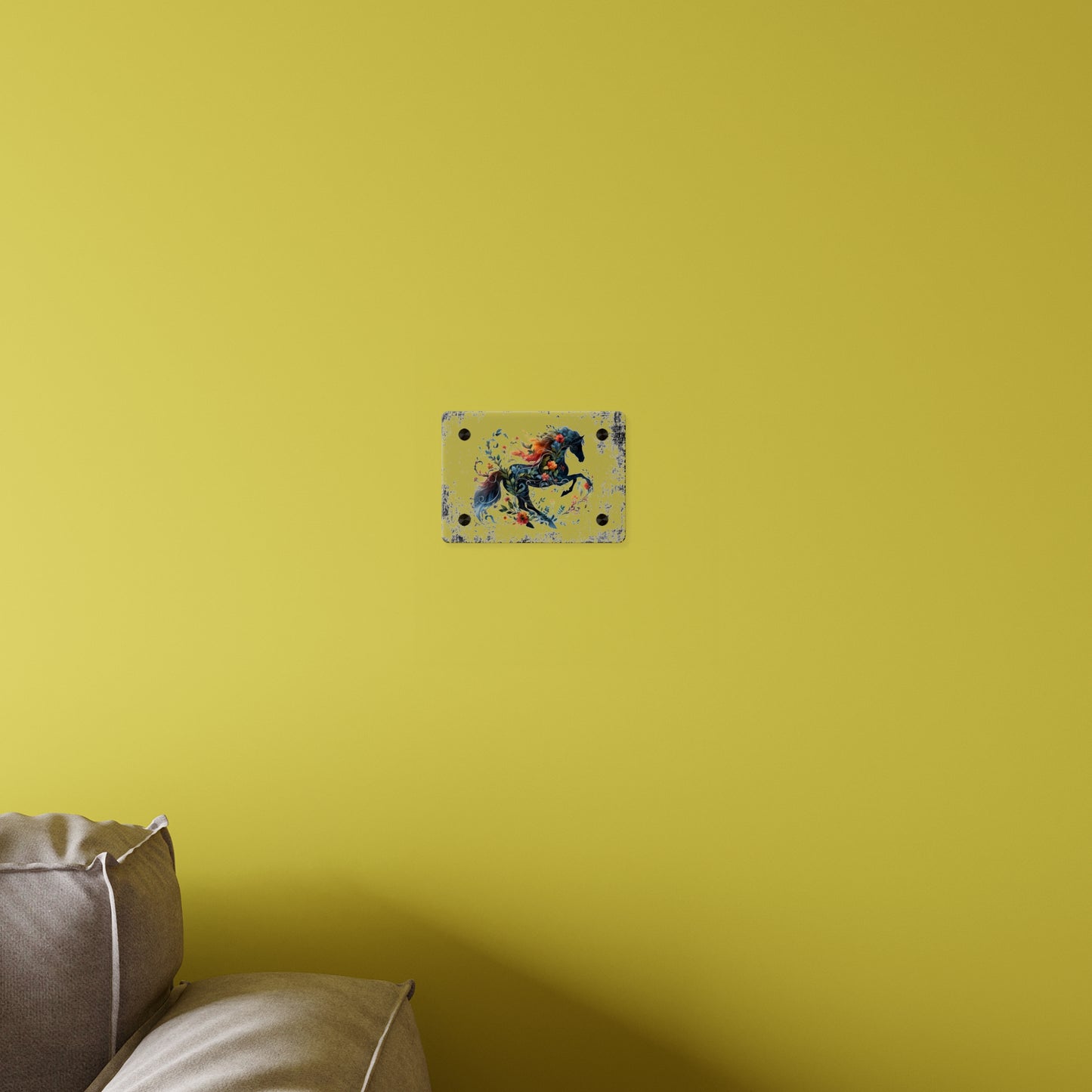 Vibrant Floral Horse Acrylic Wall Art Panel - Home Decor