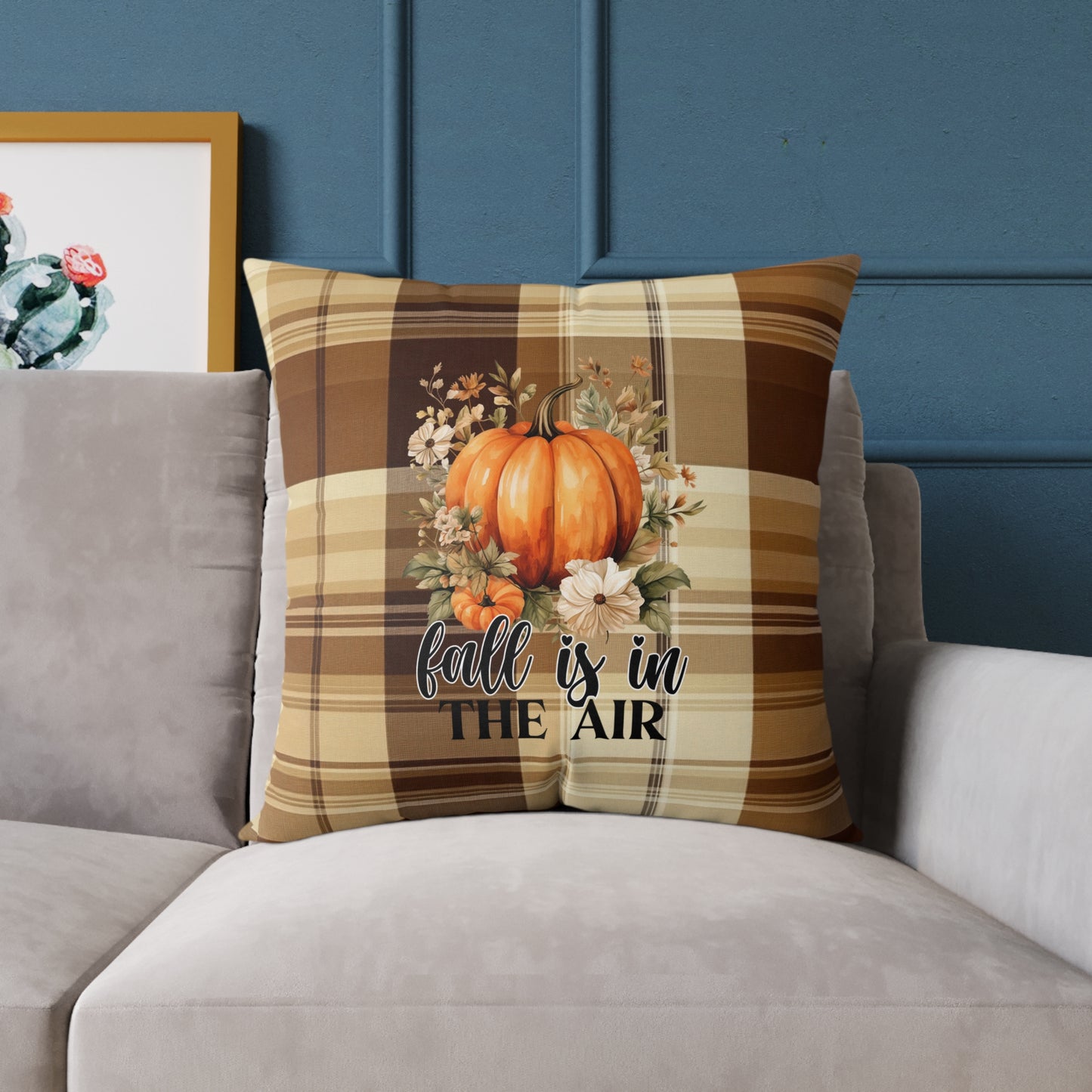 Fall Decor Square Poly Canvas Pillow, Stylish Two-Sided Fall Quote Decor Pillow for Home or Office, Beautiful Accent for Any Room