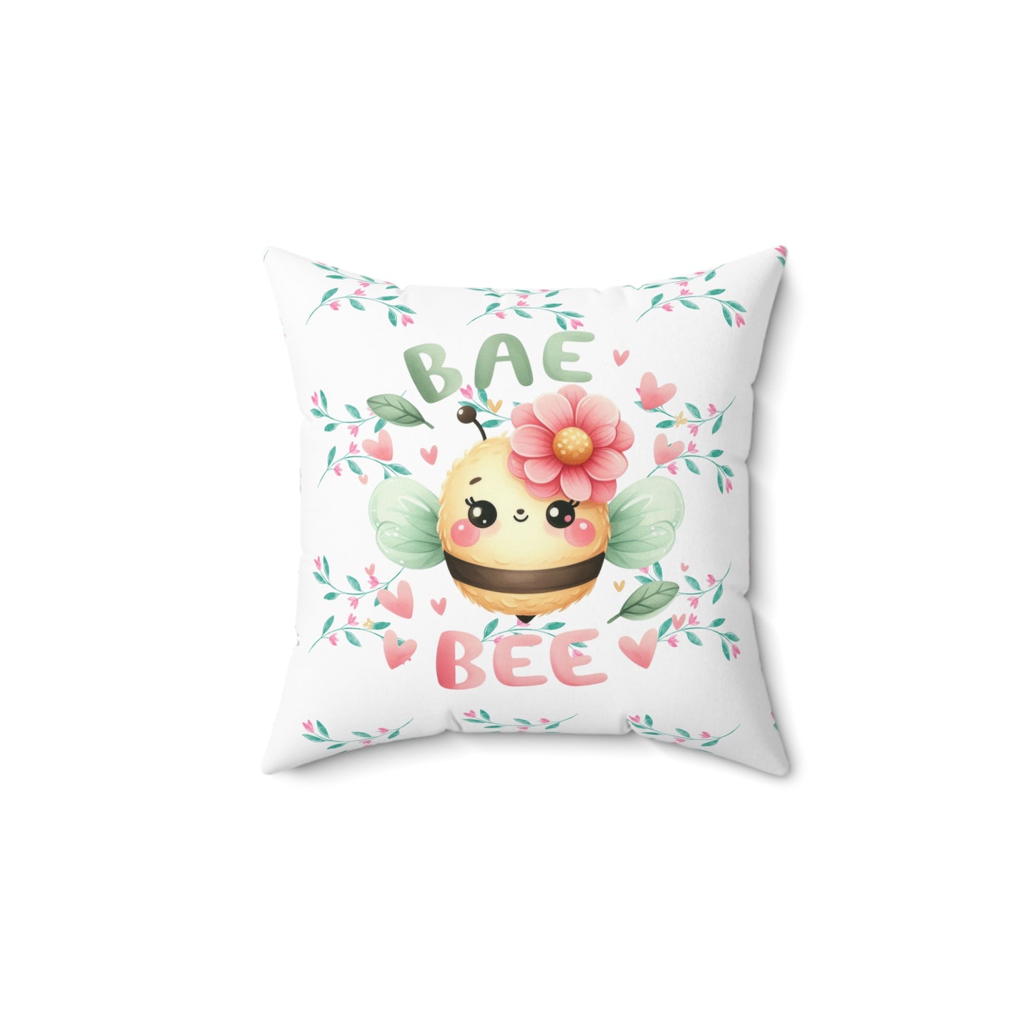Cute Bee Decorative Pillow, Bae Bee Cushion, Floral Bee Home Decor, Kids Room Accent, Gifts for Bee Lovers, Spring Decoration
