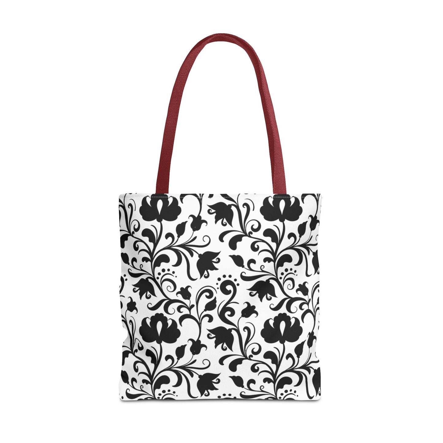 Black and White Floral Tote Bag - Stylish AOP Fashion Everyday Gift