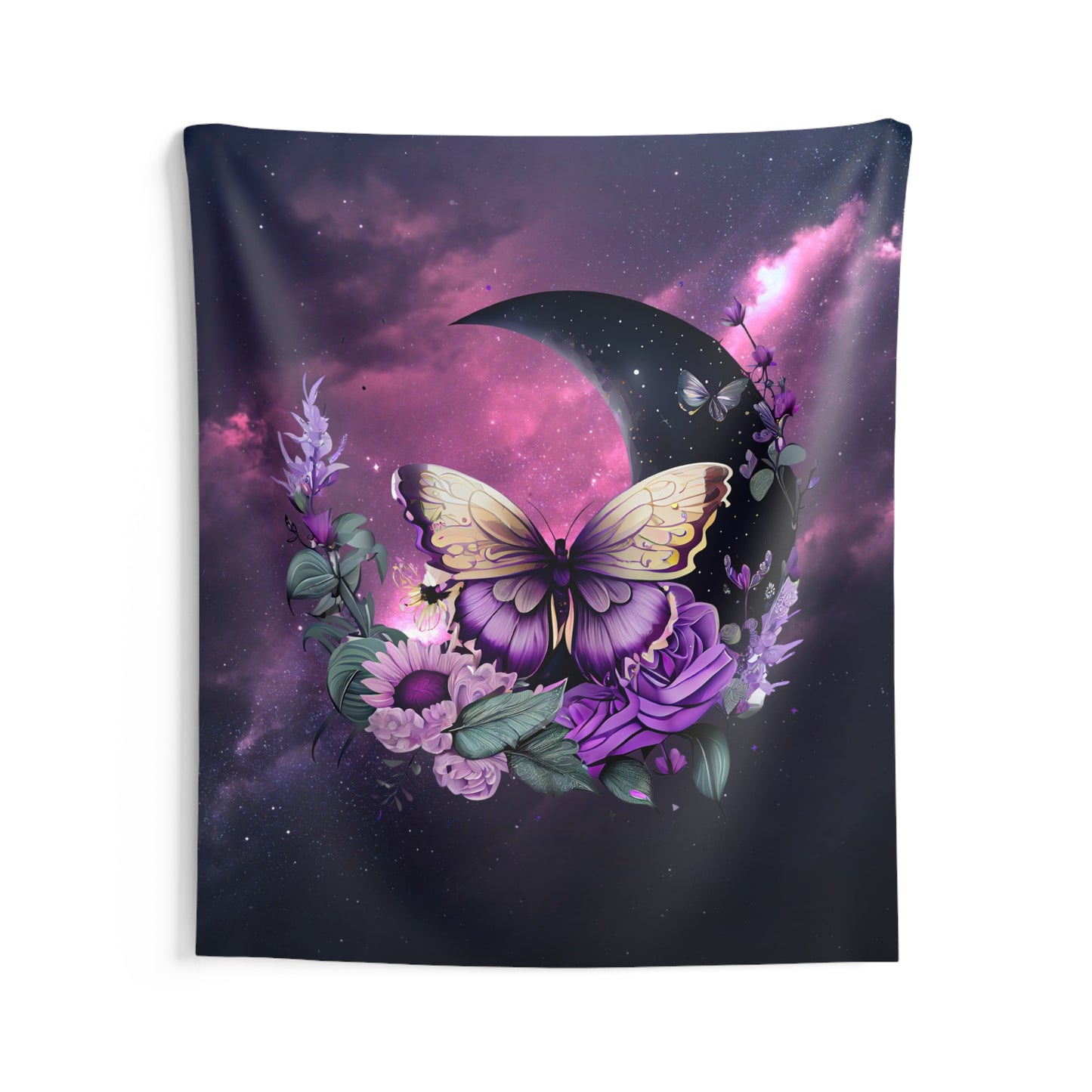 Celestial Butterfly Wall Tapestry | Boho Decor, Nature Art, Bedroom Wall Hanging, Gift for Her, Purple Tapestry