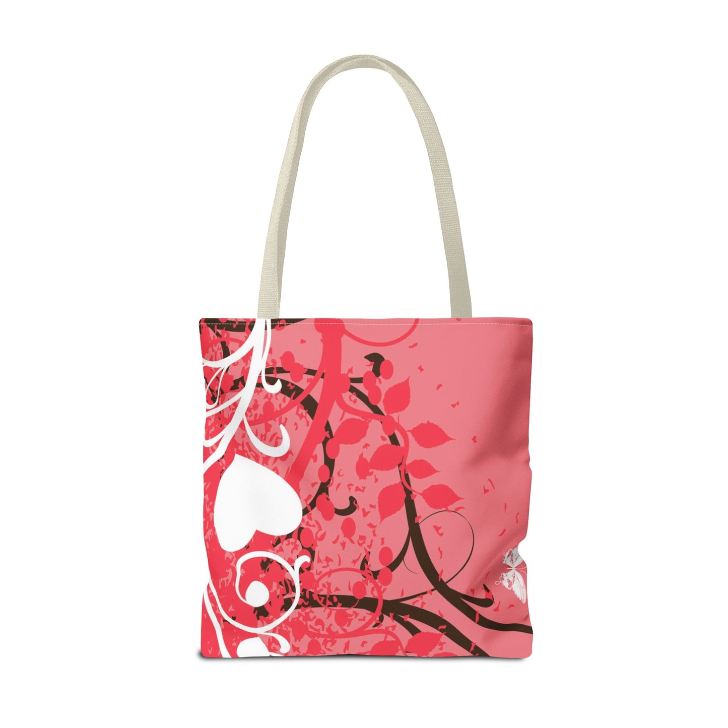 Pink Butterfly Heart Floral Abstract Fashionable Tote Bag (AOP), Stylish, Gift Idea for Birthdays, Holidays, Any Occasion for Anyone