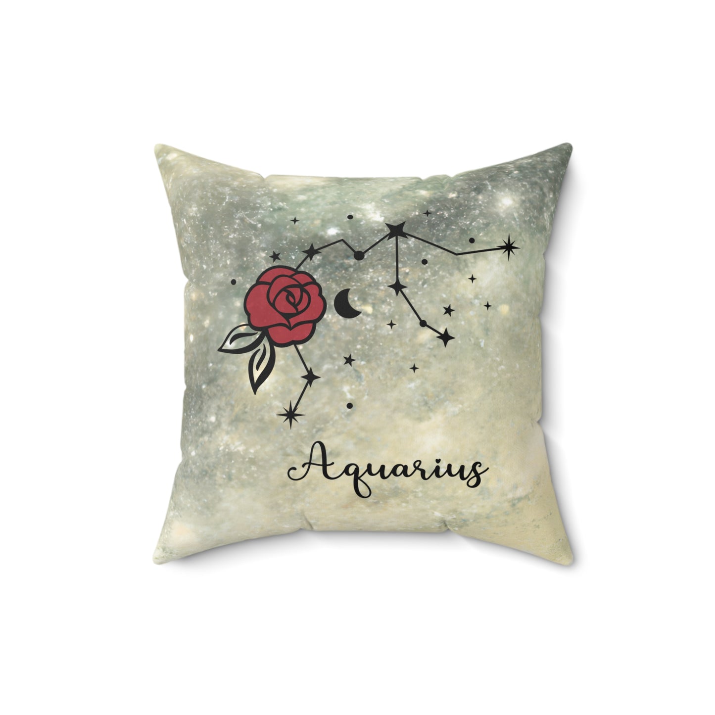 Astrology Rose Pillow - Zodiac Decor for Aquarius, Cosmic Home Accent, Unique Gift, Horoscope Decor, Celestial Cushion