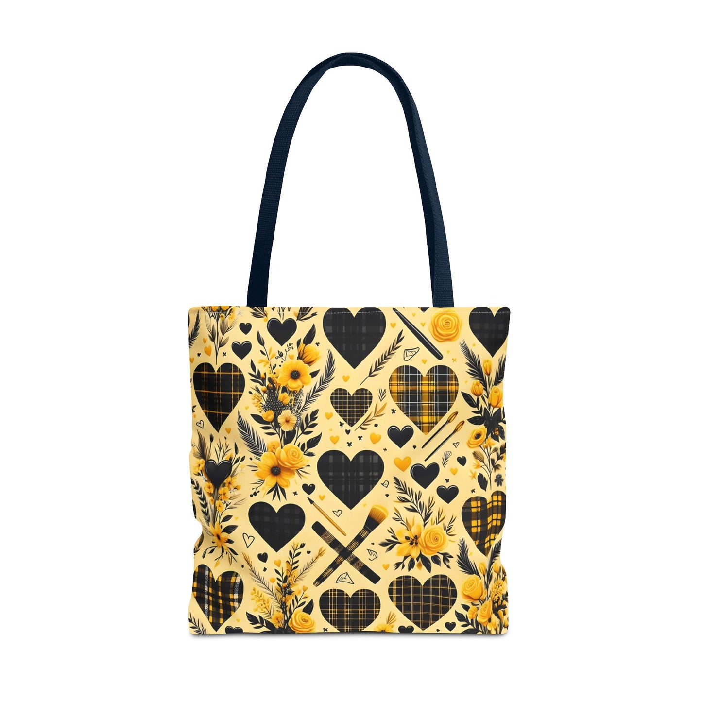 Plaid Floral With Hearts Love Tote Bag(AOP)