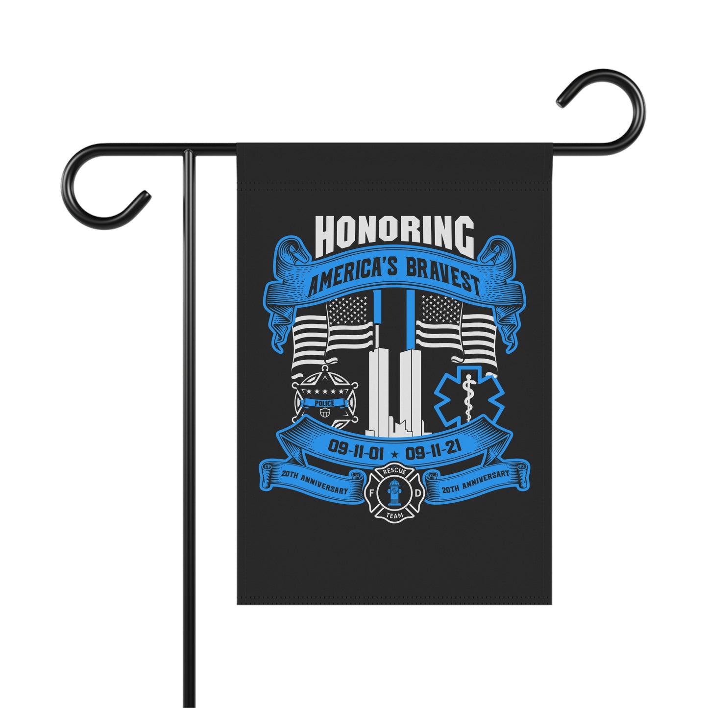 Patriotic Garden Flag - Honoring America's Bravest 20th Anniversary Banner