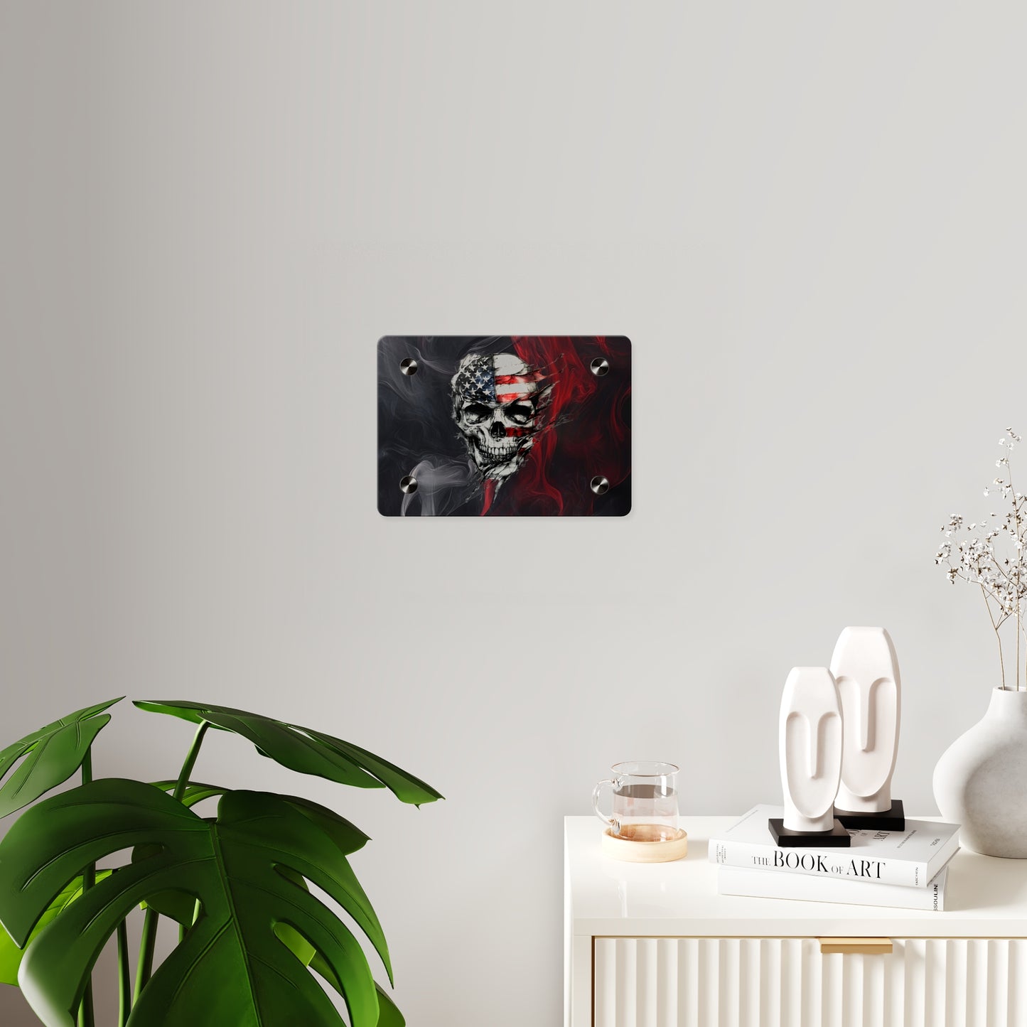 American Skull Acrylic Wall Art Panels - Edgy Decor for Rebels & Patriotic Souls